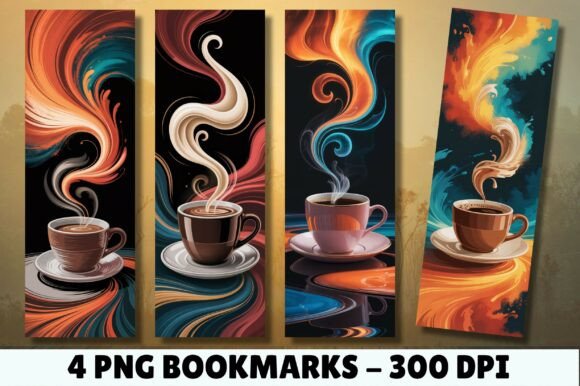 Abstract Swirl Coffee and Tea Bookmark Graphics for Tumbler Wraps