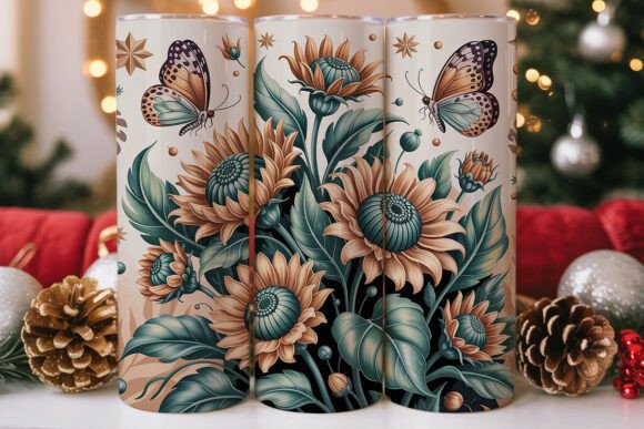 Boho Sunflower Butterfly 20oz Wrap: Graphics & Tumbler Wraps