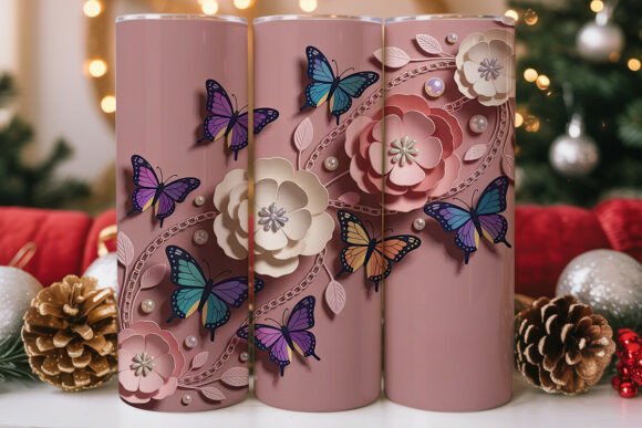 Butterfly Floral Tumbler Wrap Graphics for Publishing