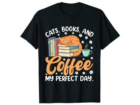 Cats Books Coffee T-Shirt Designs: Graphics Asset Review