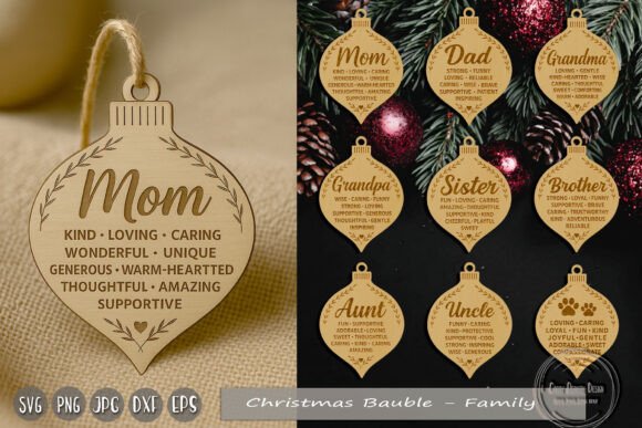 Christmas Bauble Graphics for Family Crafts