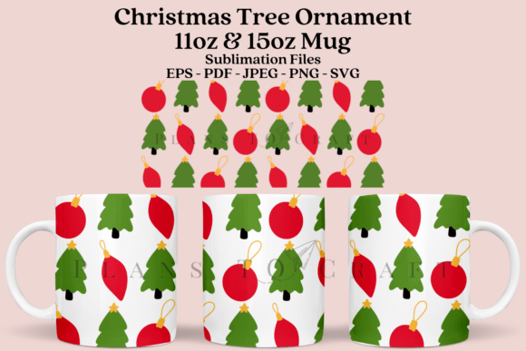 Christmas Ornament Mug Wrap Graphics