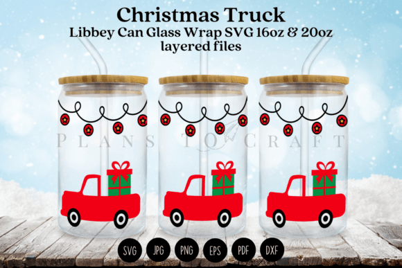 Christmas Truck Libbey Can Glass Wrap: Graphics & Tumbler Wraps