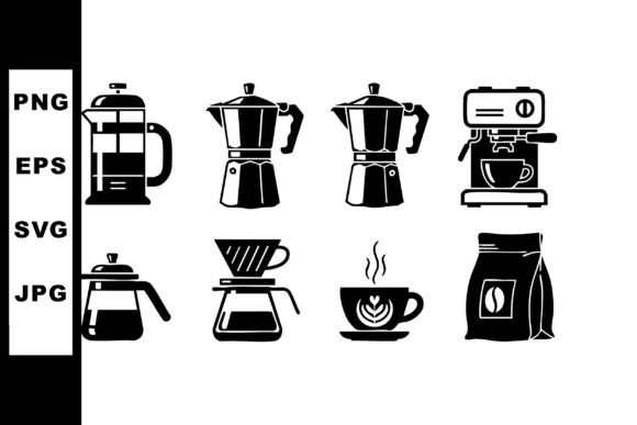 Coffee Brewing Equipment and Accessories Graphics Illustrations