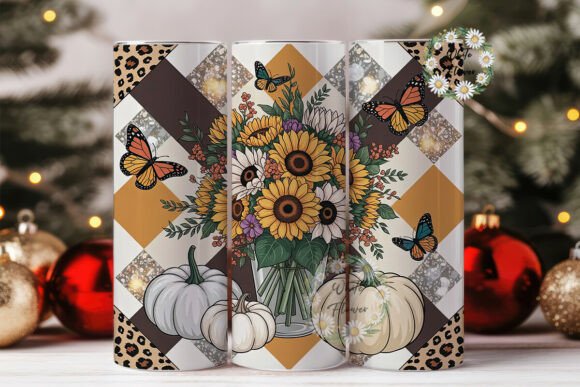 Fall Sunflower Butterfly 20oz Tumbler Graphics & Wraps