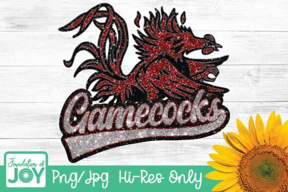 Gamecocks Glitter Mascot Football Graphics for T-Shirt Designs
