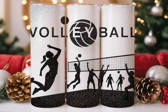 Glitter Volleyball Design 20oz Wrap Graphics Tumbler Wraps