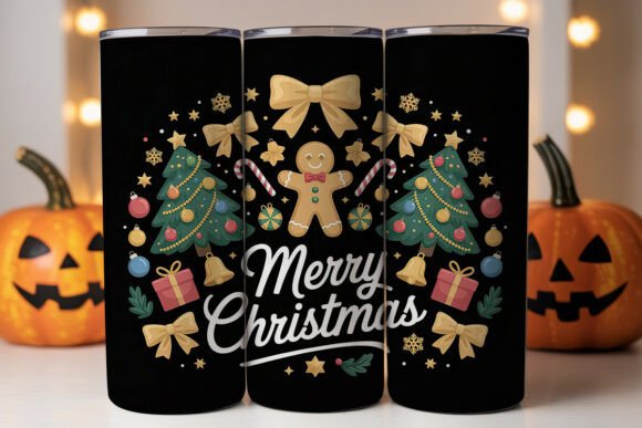 Gold Christmas Tree Gingerbread PNG Graphics Tumbler Wraps Review