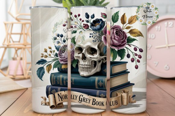 Gothic Rose Skull Book Club 20oz Wrap: Graphics & Tumbler Wraps