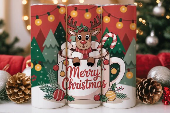 Happy Reindeer Christmas Tumbler Wrap Graphics Review
