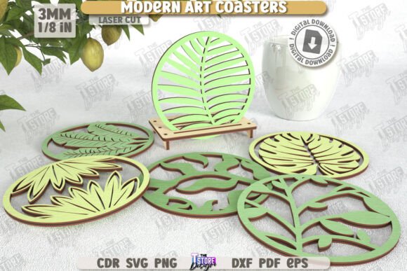 Modern Drink Coasters for Laser Cutting and Home Decor
