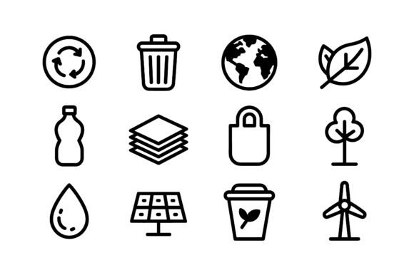 Recycle Eco Vector Silhouette Set for Crafts & Graphics