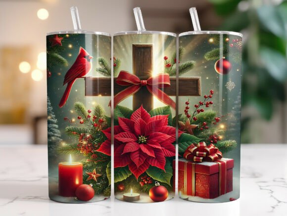 Red Poinsettia Cardinal Christmas Wrap: Graphics & Tumbler Wraps Review