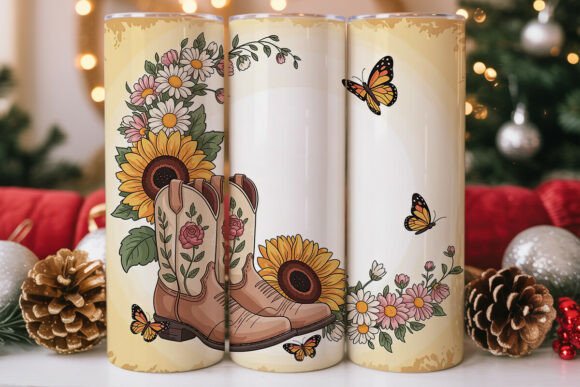 Rustic Sunflower Boot Butterflies PNG Graphics & Tumbler Wraps Review