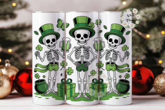 St. Patrick s Skeleton 20oz Tumbler Wrap Graphics