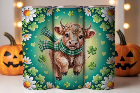 St. Patty s Highland Cow Graphics & Tumbler Wraps